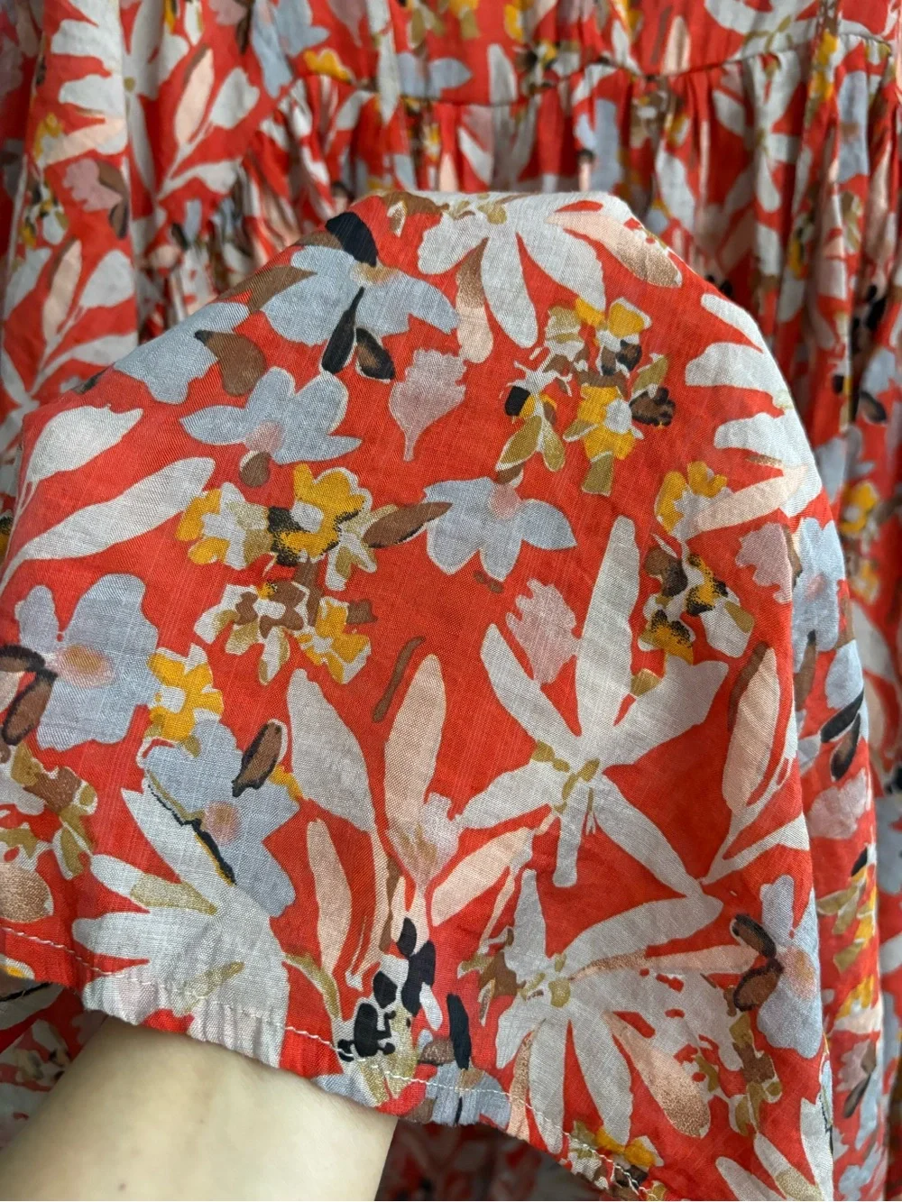 entro Red Floral Puff-Sleeve Kids Dress